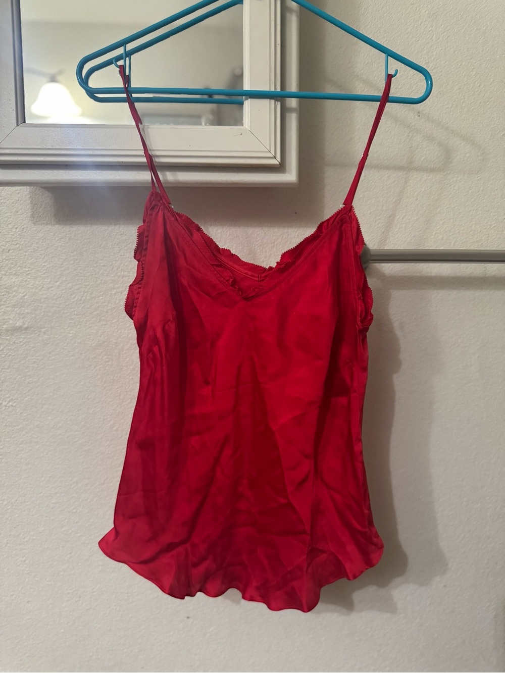 Wilfred Red Satin Lace Trim Tank- Women